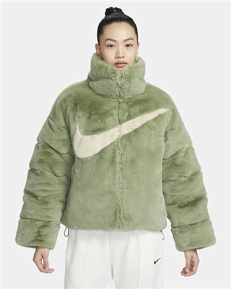 nike fake fur jacket|nike faux fur swoosh jacket.